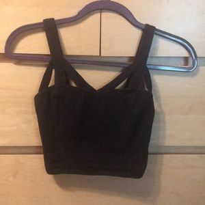 Black sleeveless crop top
